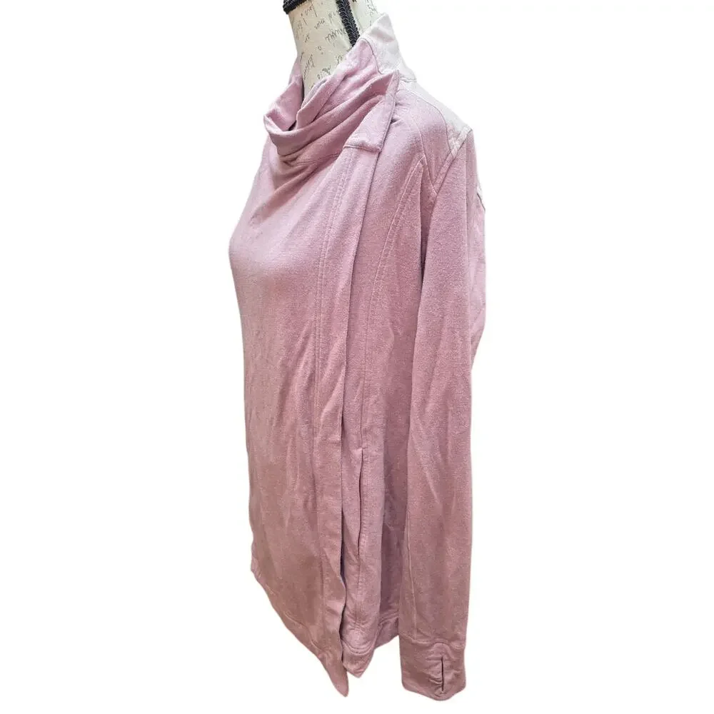Lululemon Coast Wrap‎ Jacket Size 8 Chalky Rose Funnel Neck Cacoon Wrap Casual